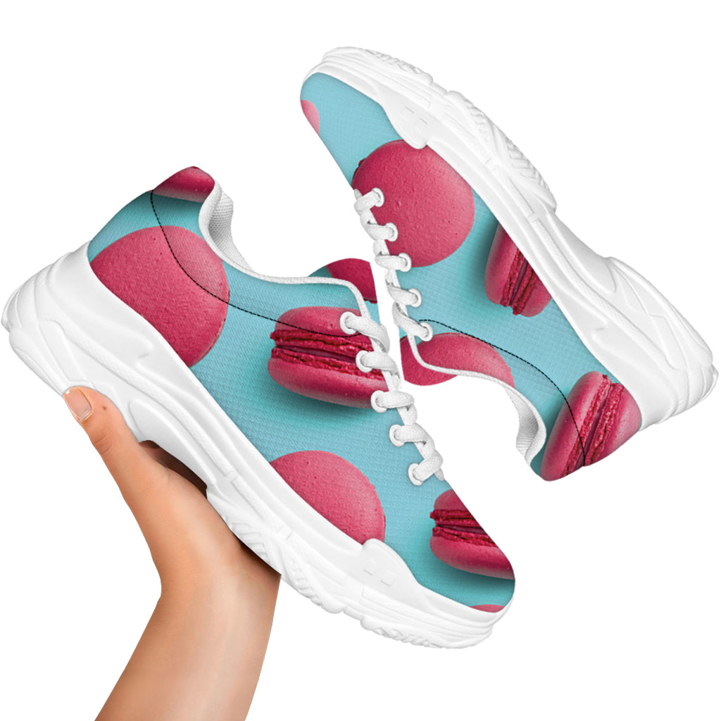 Pink Macarons Print White Chunky Shoes