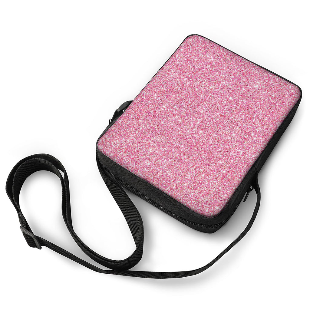 Pink (NOT Real) Glitter Print Rectangular Crossbody Bag