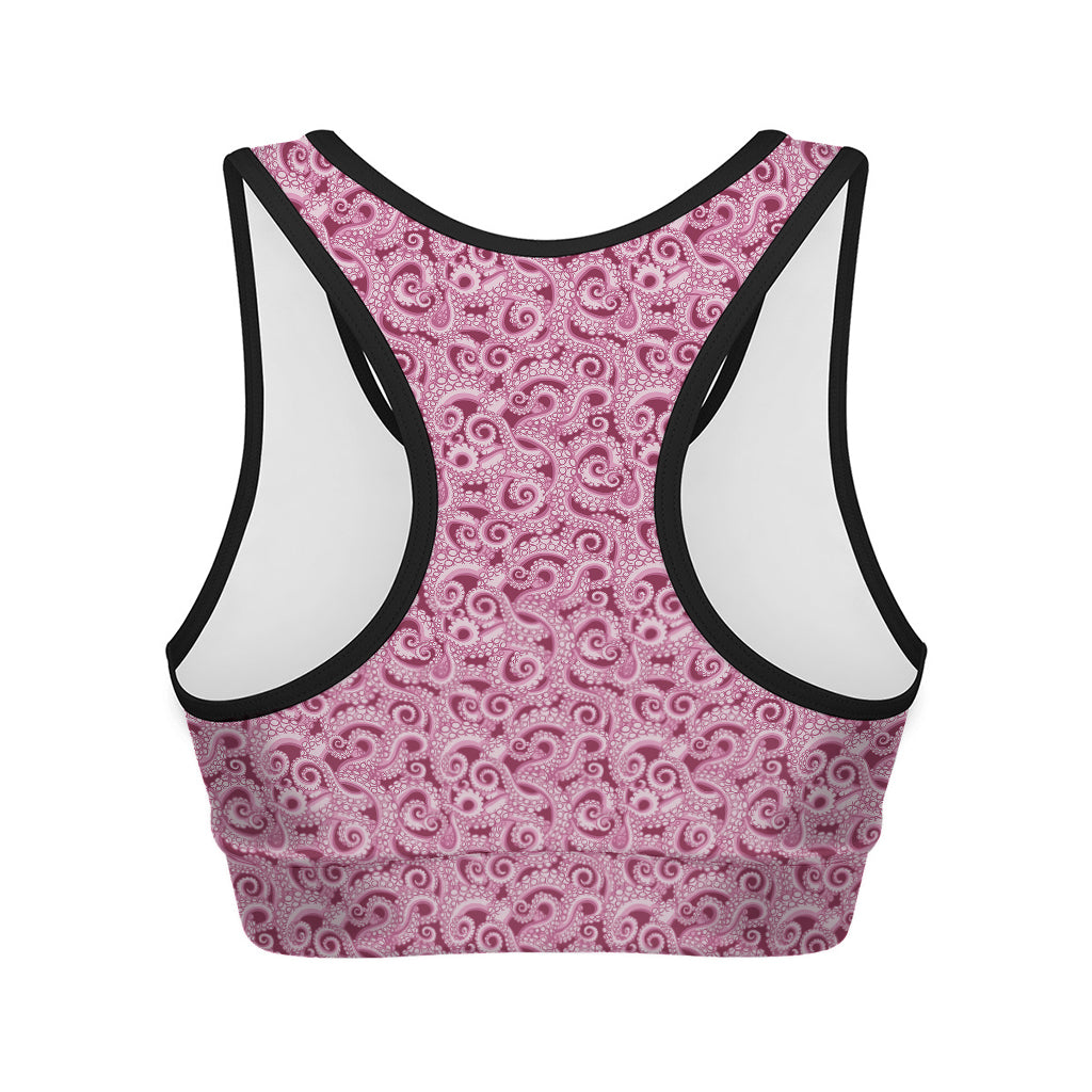 Pink Octopus Tentacles Pattern Print Women's Sports Bra