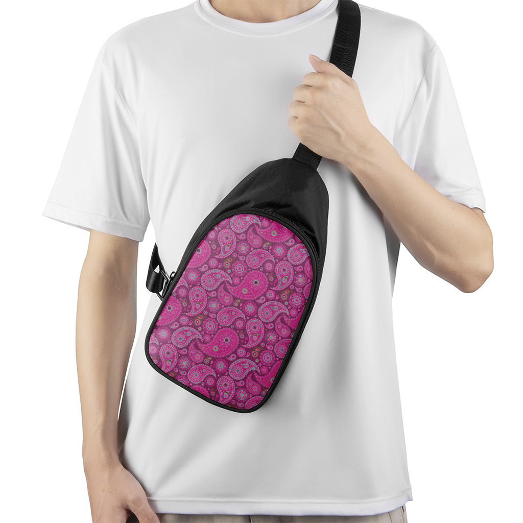 Pink Paisley Pattern Print Chest Bag