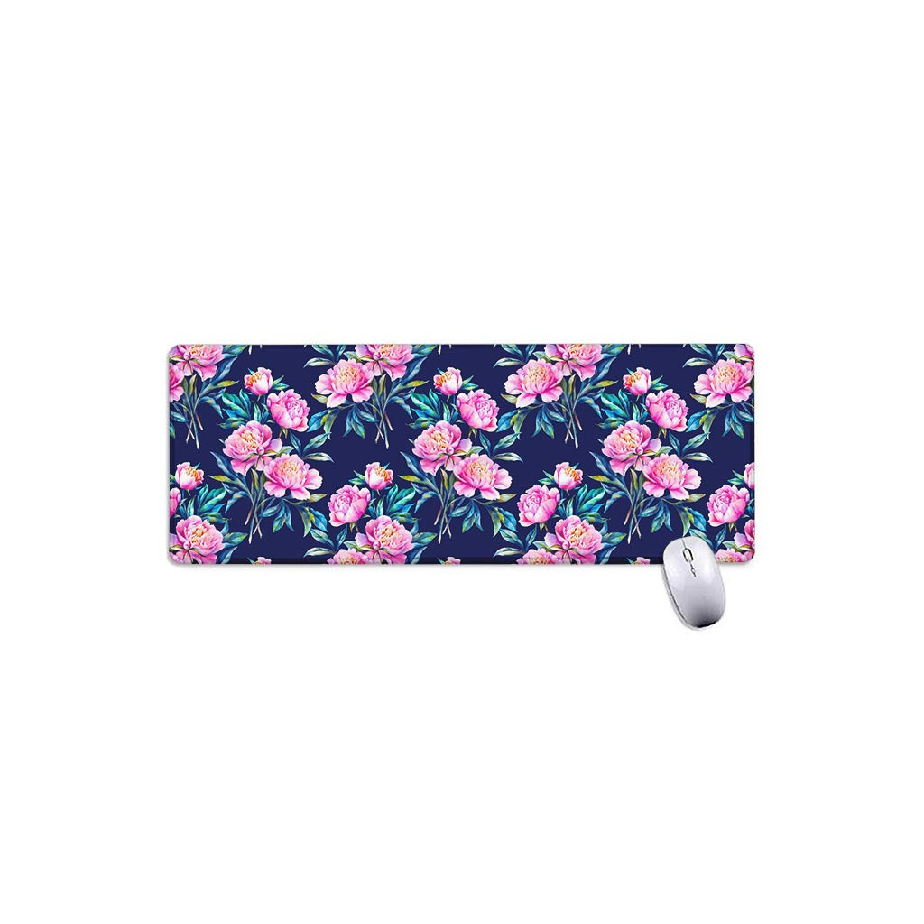 Pink Peony Floral Flower Pattern Print Extended Mouse Pad