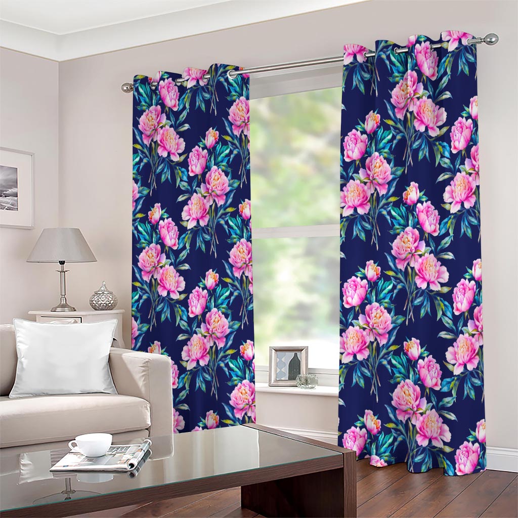 Pink Peony Floral Flower Pattern Print Extra Wide Grommet Curtains