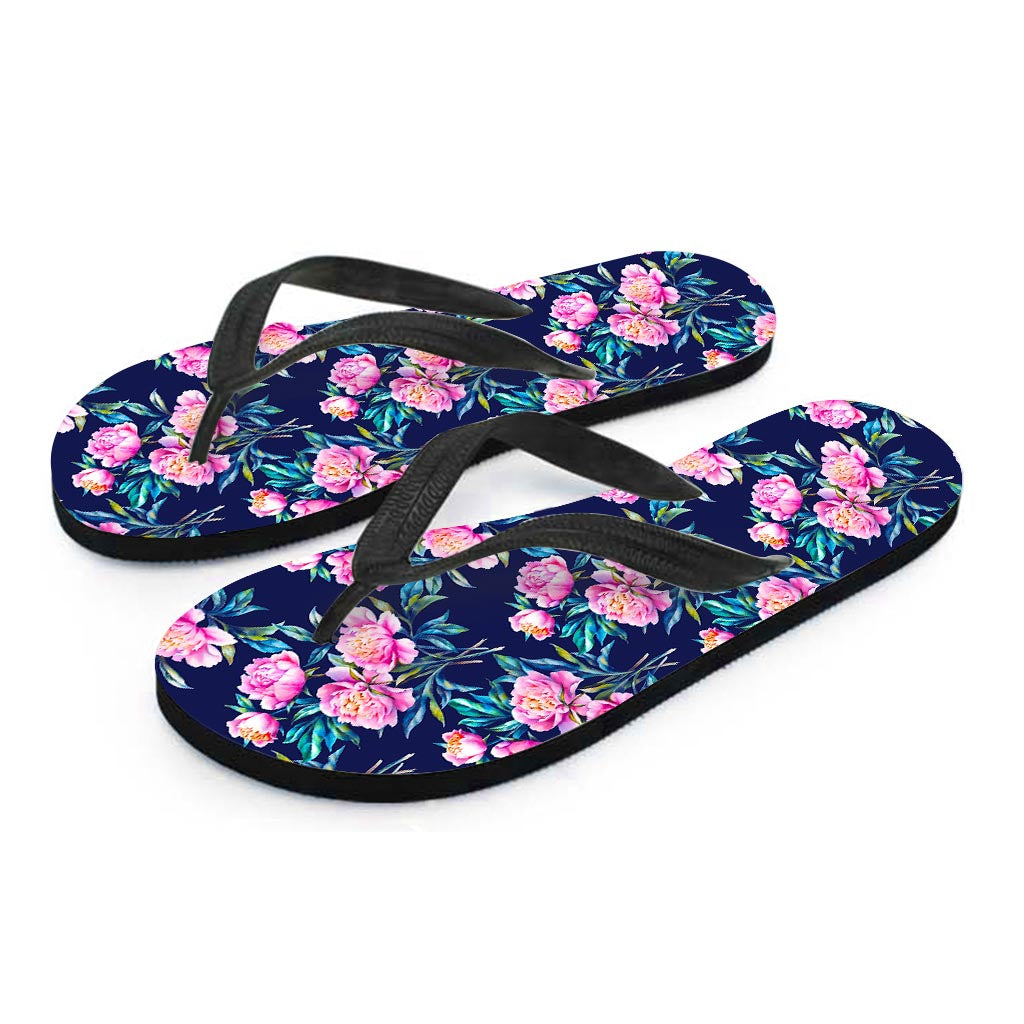 Pink Peony Floral Flower Pattern Print Flip Flops