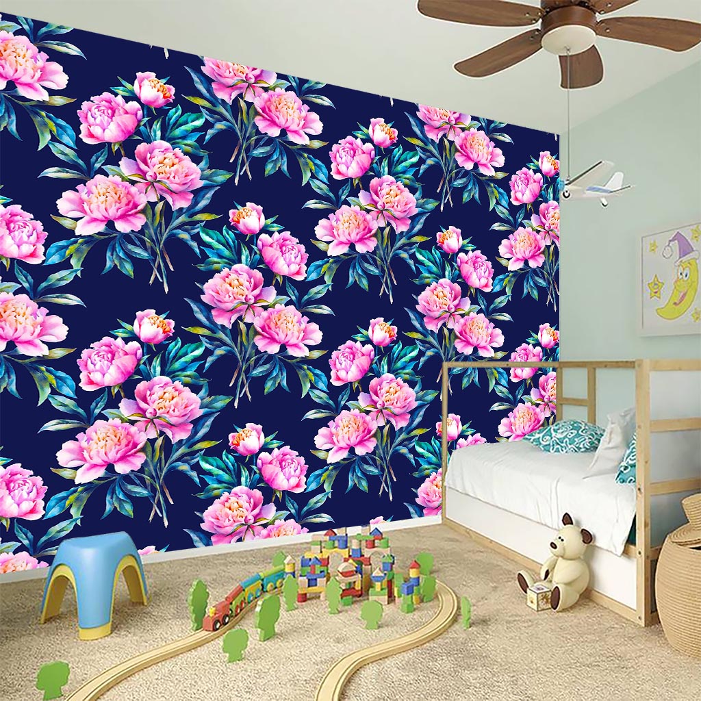 Pink Peony Floral Flower Pattern Print Wall Sticker