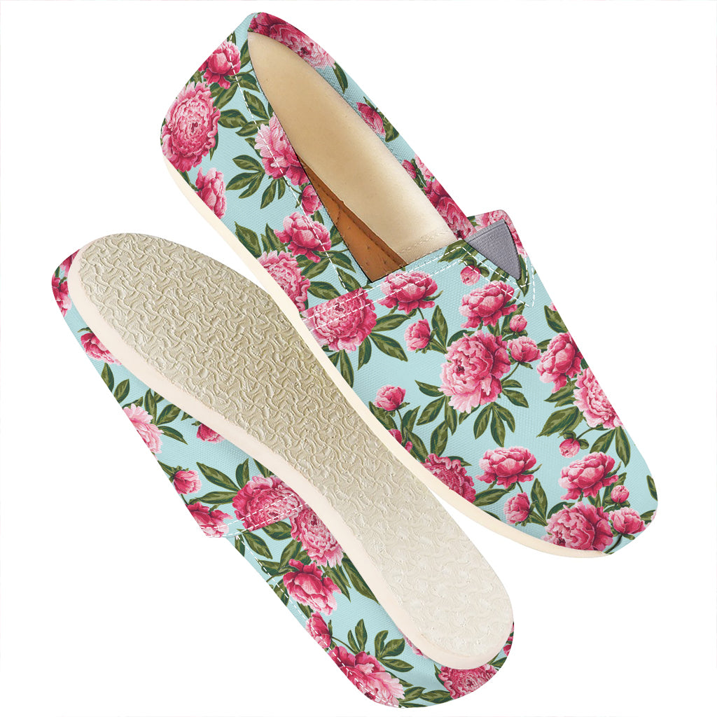 Pink Peony Pattern Print Casual Shoes
