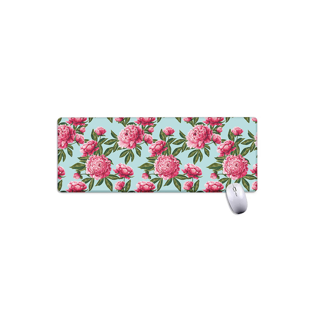 Pink Peony Pattern Print Extended Mouse Pad