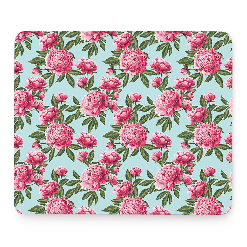Pink Peony Pattern Print Mouse Pad