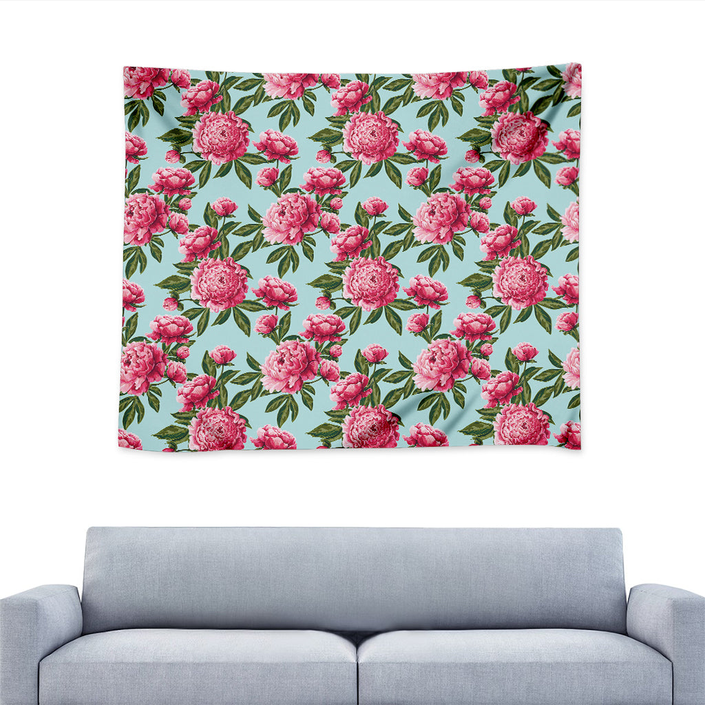 Pink Peony Pattern Print Tapestry
