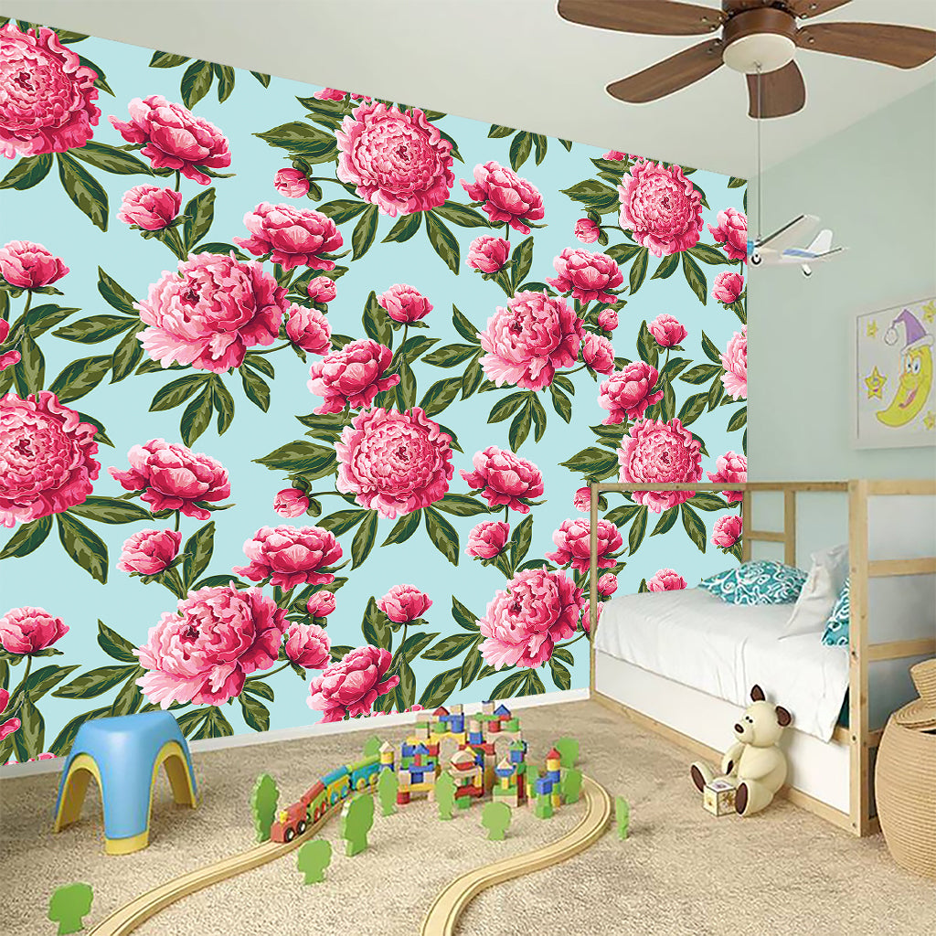 Pink Peony Pattern Print Wall Sticker