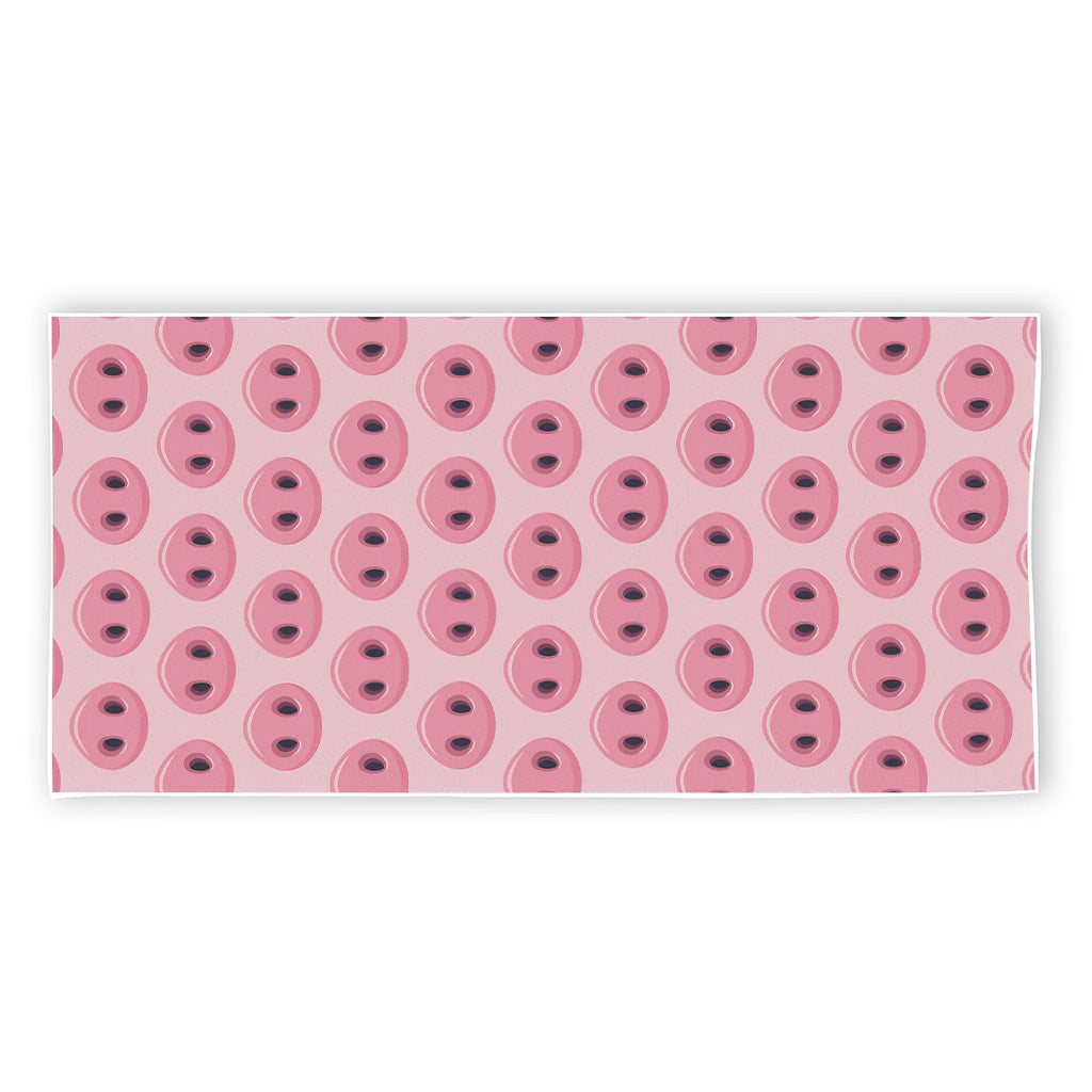 Pink Pig Nose Pattern Print Beach Towel