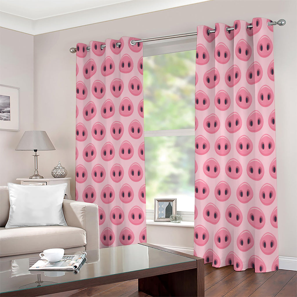 Pink Pig Nose Pattern Print Extra Wide Grommet Curtains