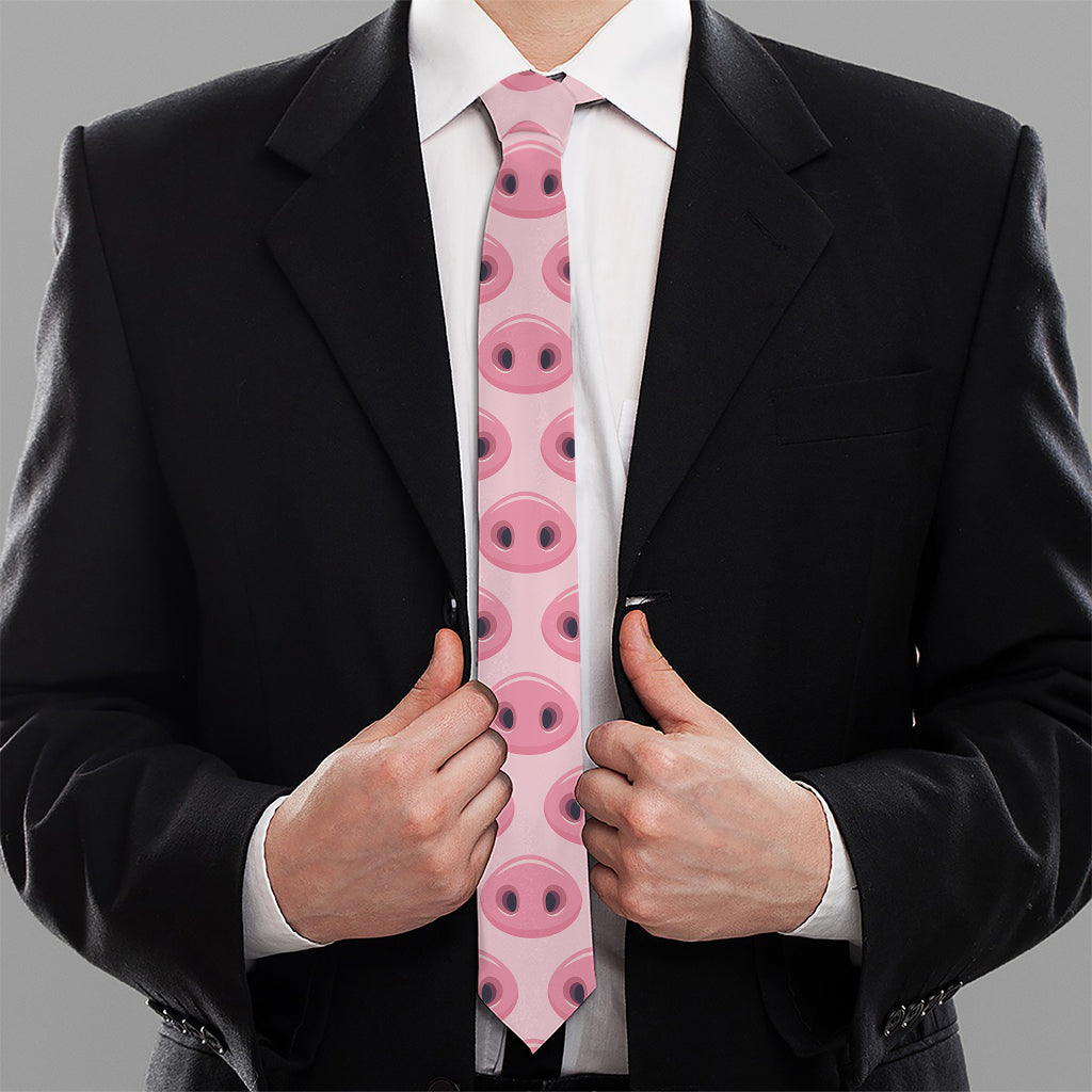Pink Pig Nose Pattern Print Necktie