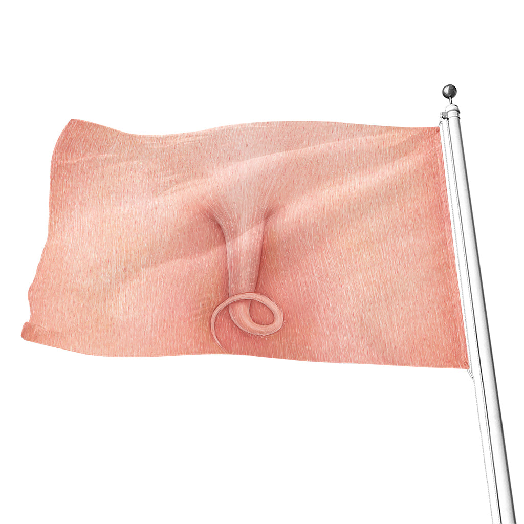 Pink Pig Tail Print Flag