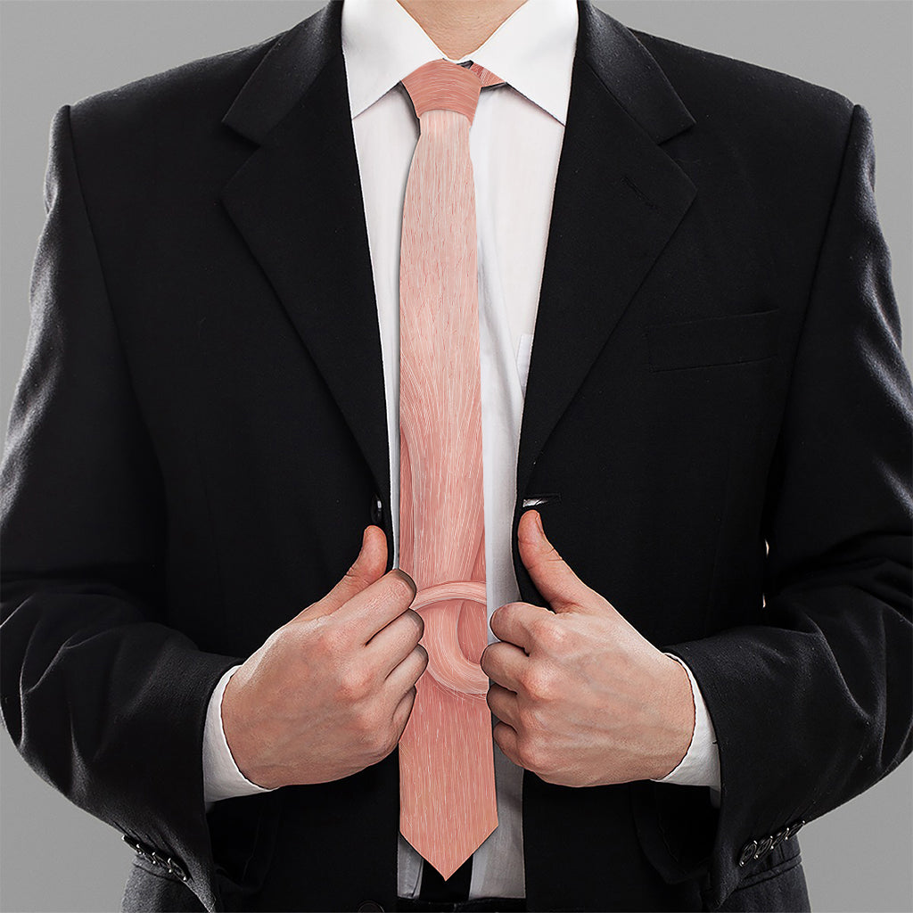 Pink Pig Tail Print Necktie