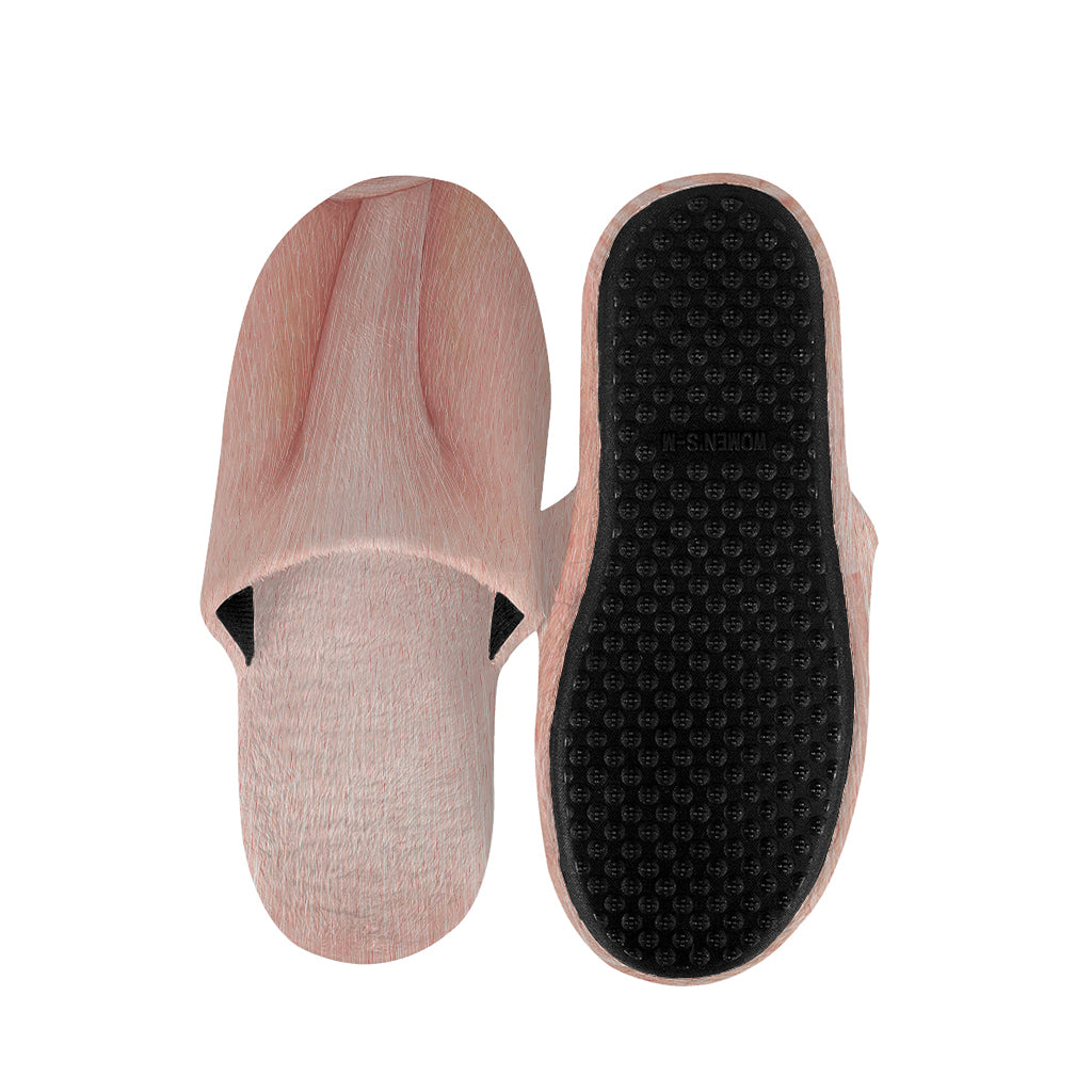 Pink Pig Tail Print Slippers