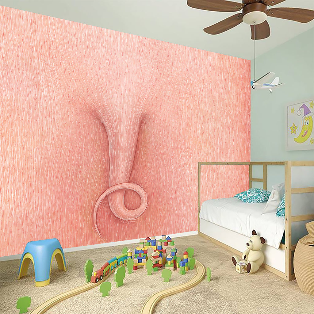 Pink Pig Tail Print Wall Sticker