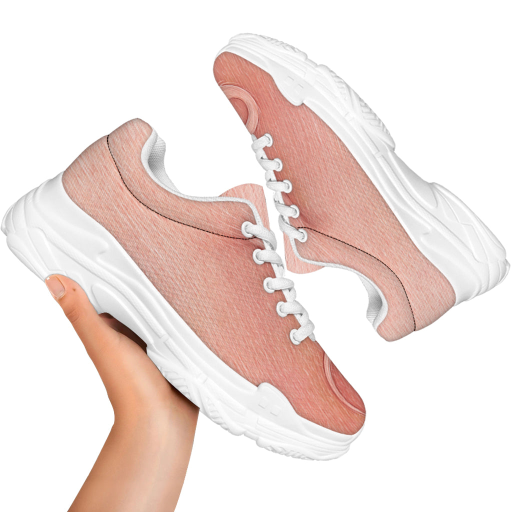 Pink Pig Tail Print White Chunky Shoes