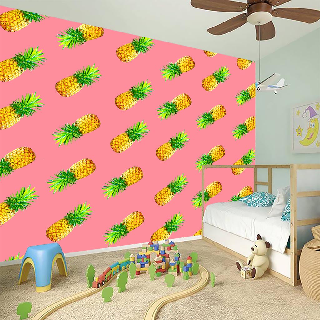 Pink Pineapple Pattern Print Wall Sticker