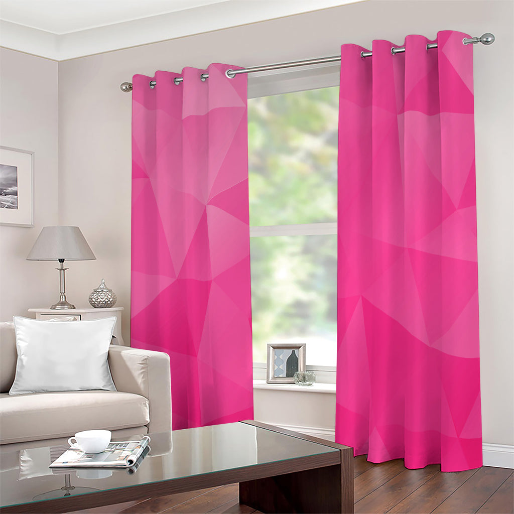 Pink Polygonal Geometric Print Extra Wide Grommet Curtains