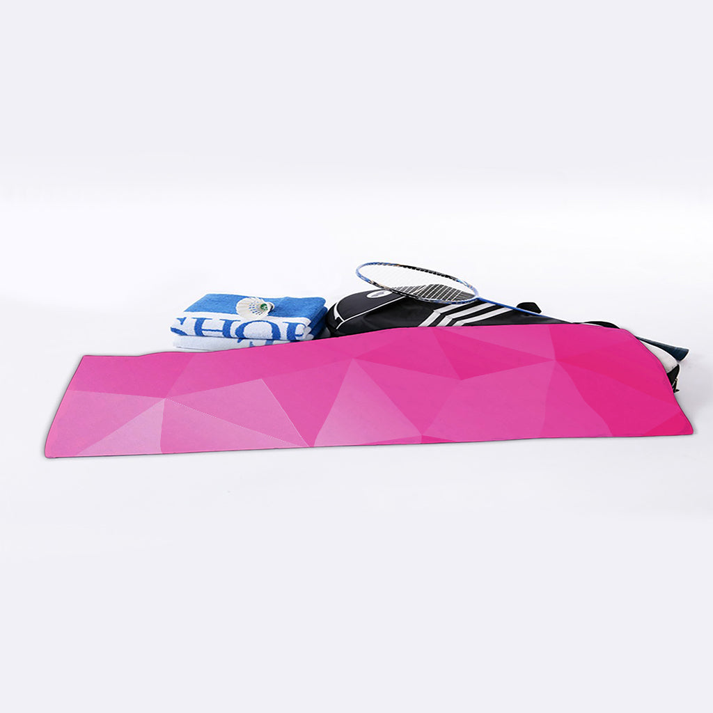 Pink Polygonal Geometric Print Sports Towel