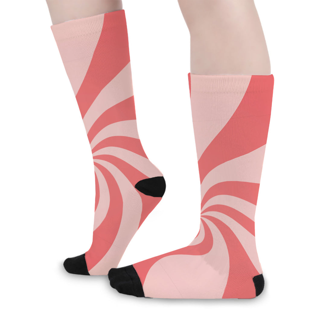 Pink Psychedelic Swirl Print Long Socks