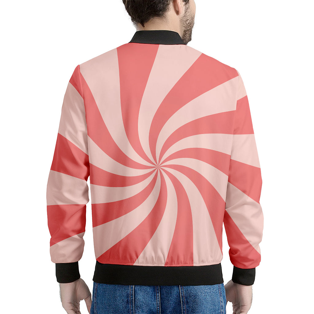 Pink Psychedelic Swirl Print Men's Bomber Jacket