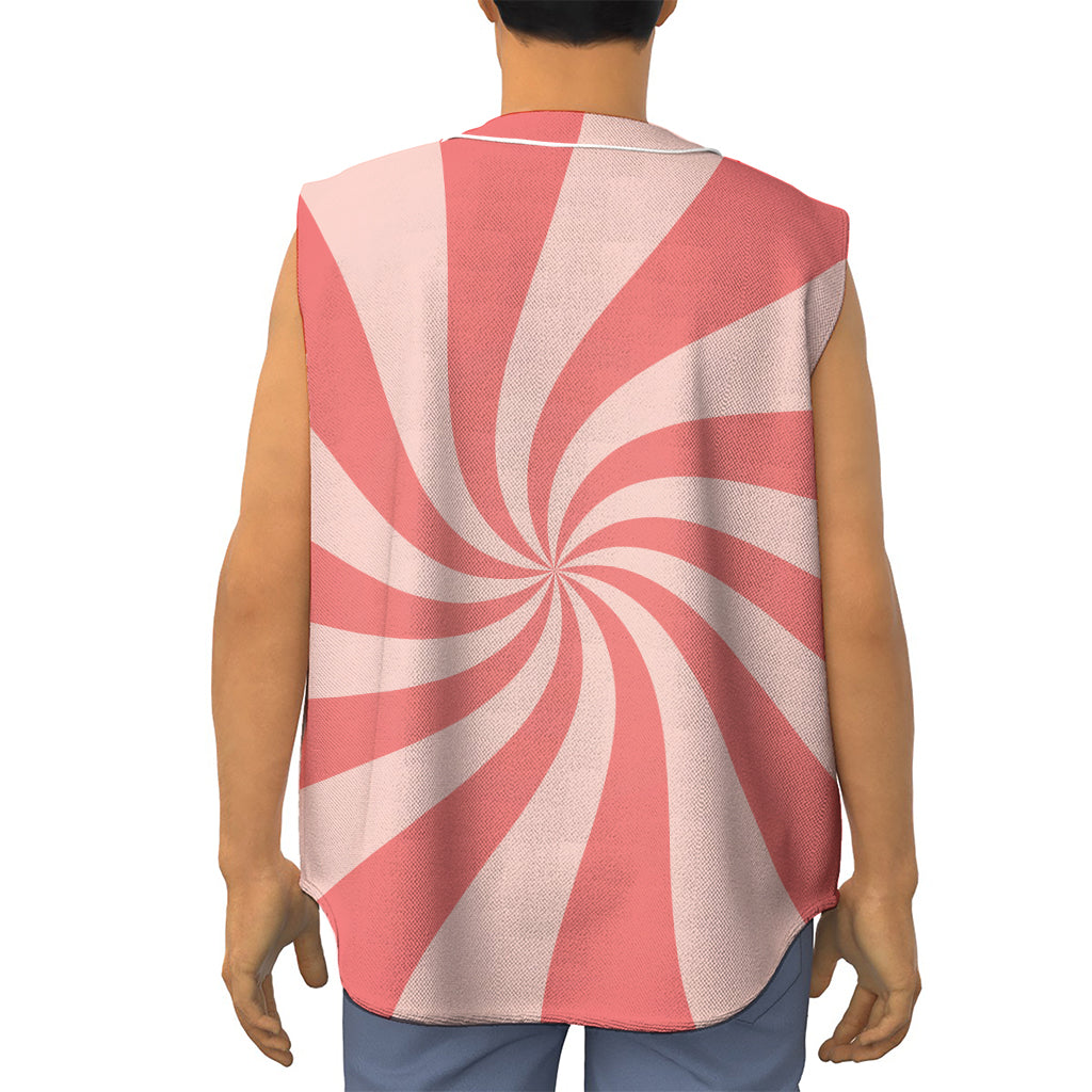 Pink Psychedelic Swirl Print Sleeveless Baseball Jersey