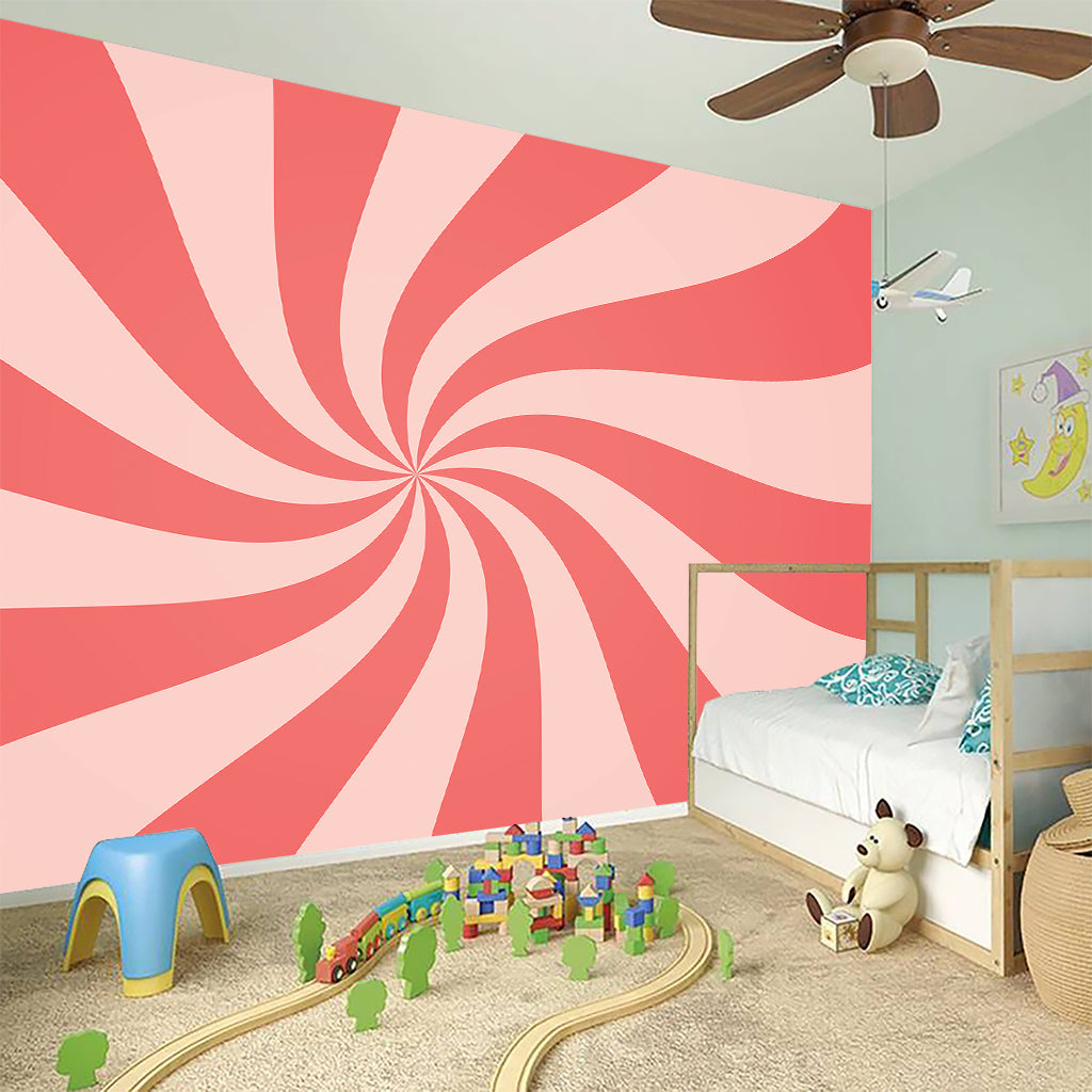 Pink Psychedelic Swirl Print Wall Sticker