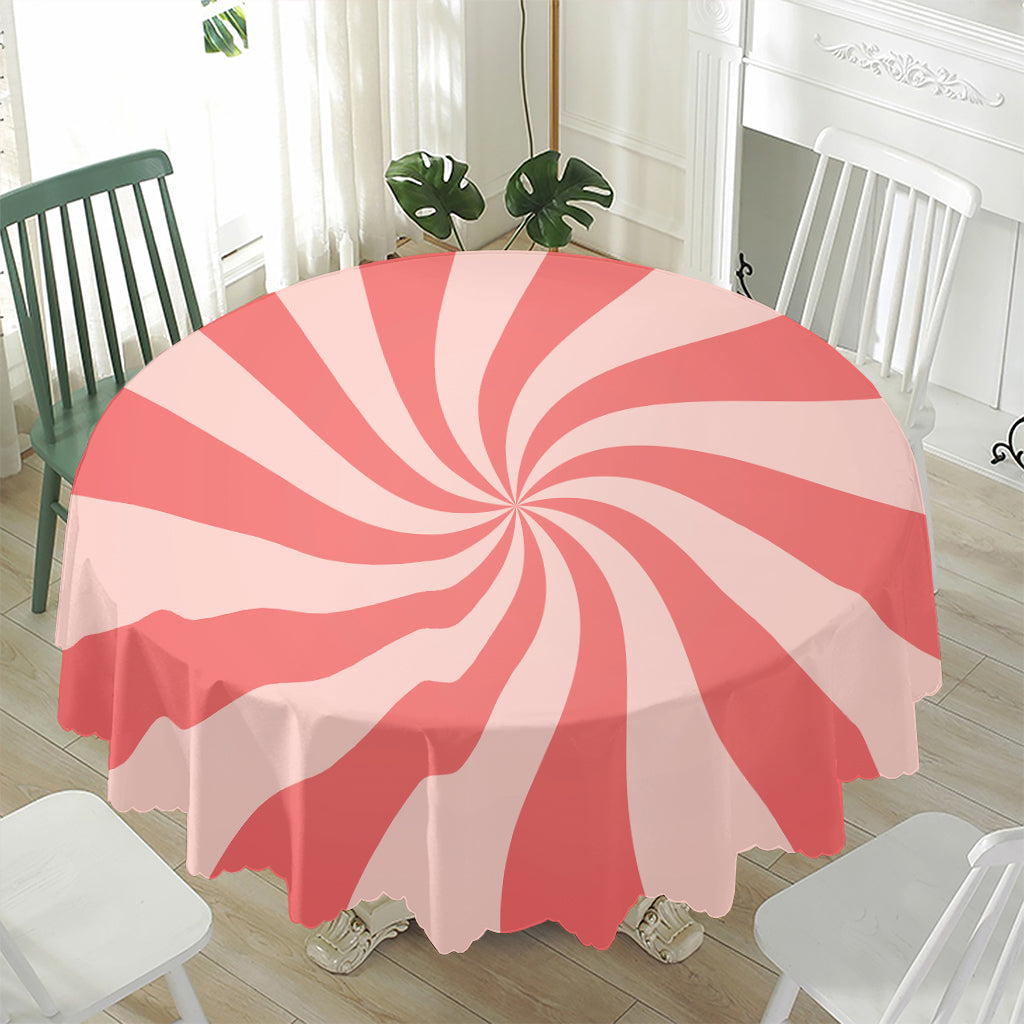 Pink Psychedelic Swirl Print Waterproof Round Tablecloth
