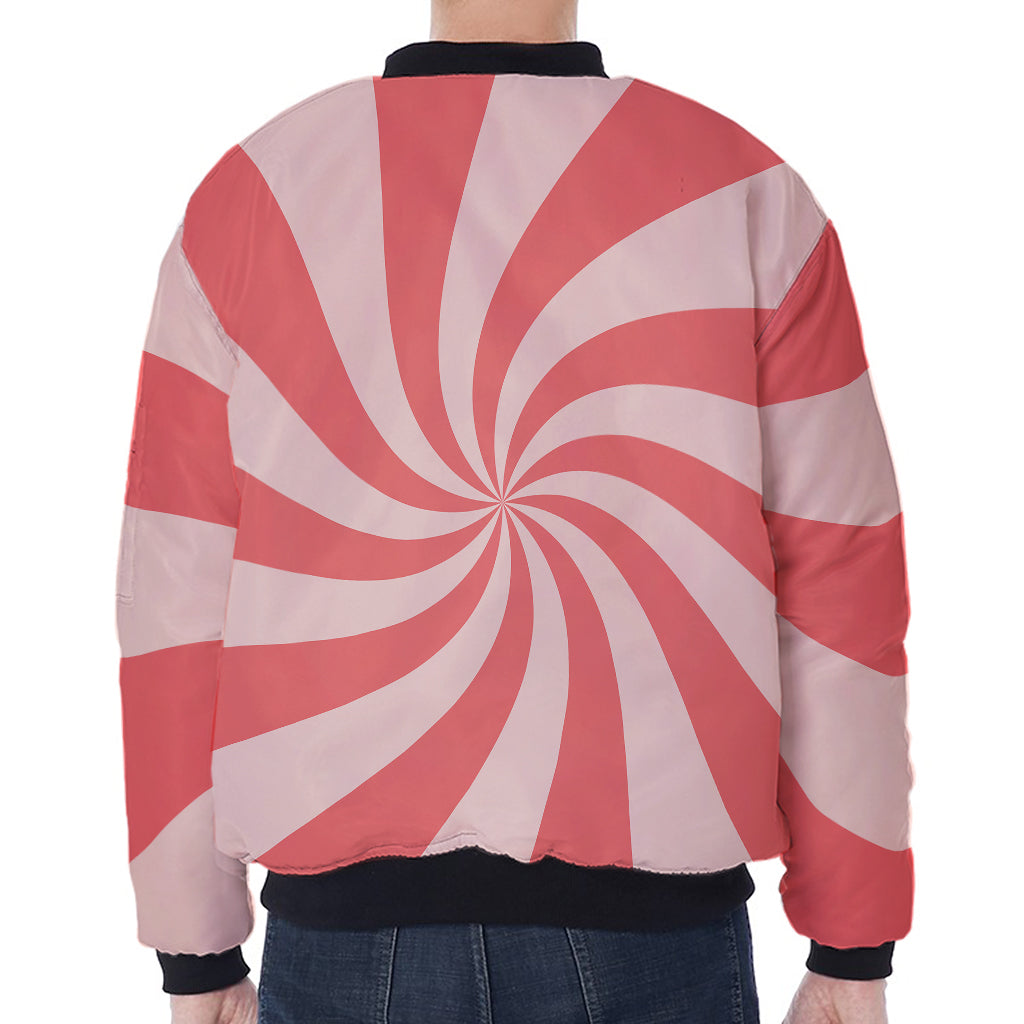 Pink Psychedelic Swirl Print Zip Sleeve Bomber Jacket