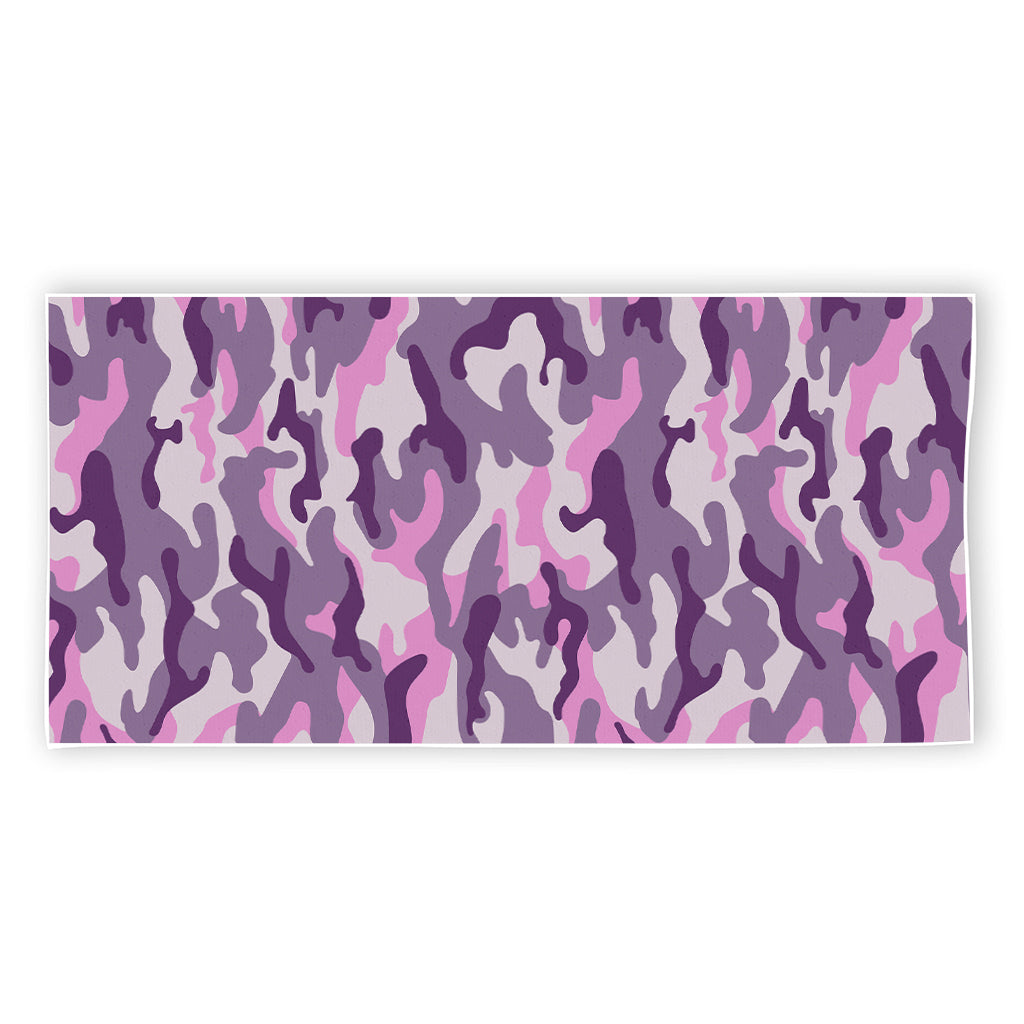 Pink Purple And Grey Camouflage Print Beach Towel