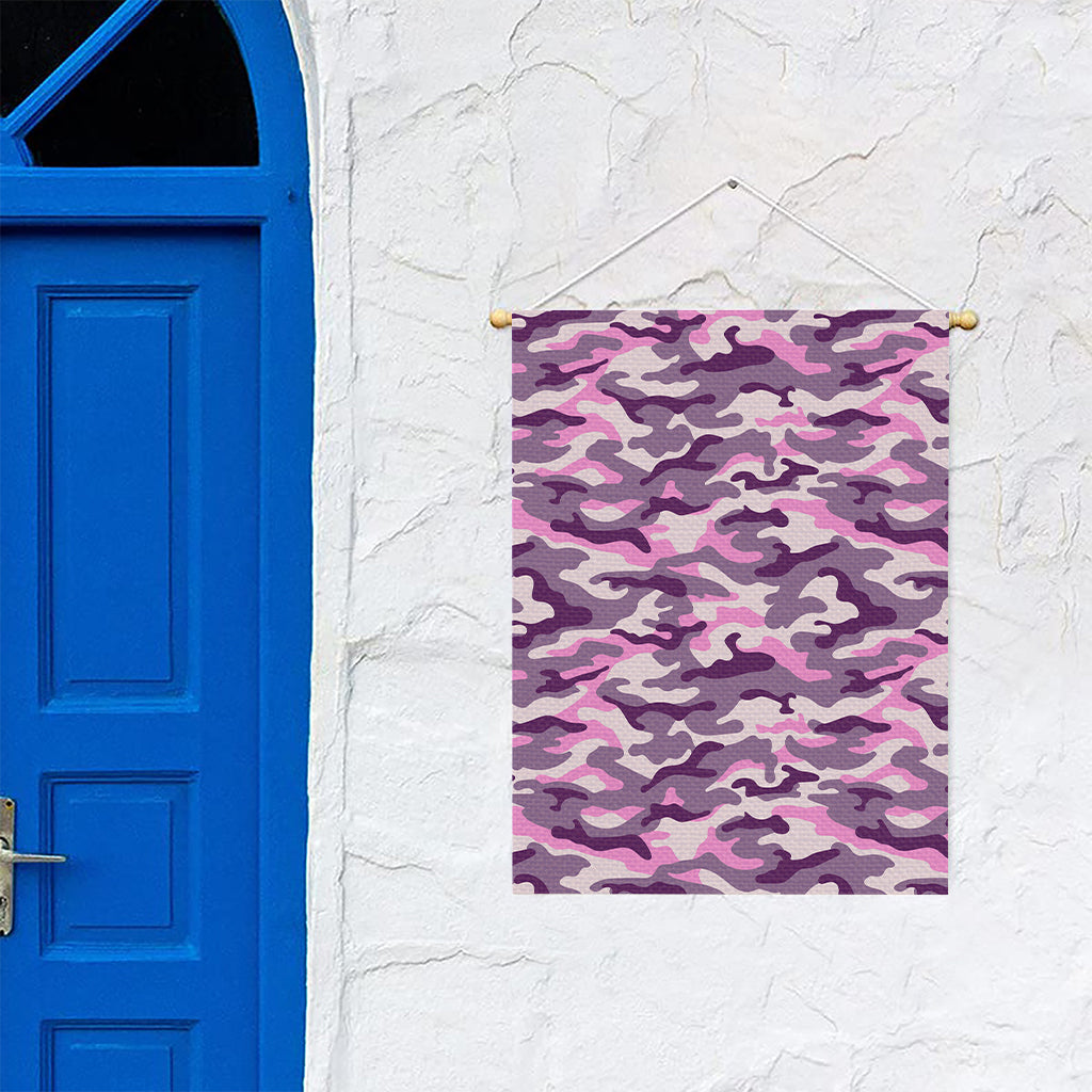 Pink Purple And Grey Camouflage Print Garden Flag
