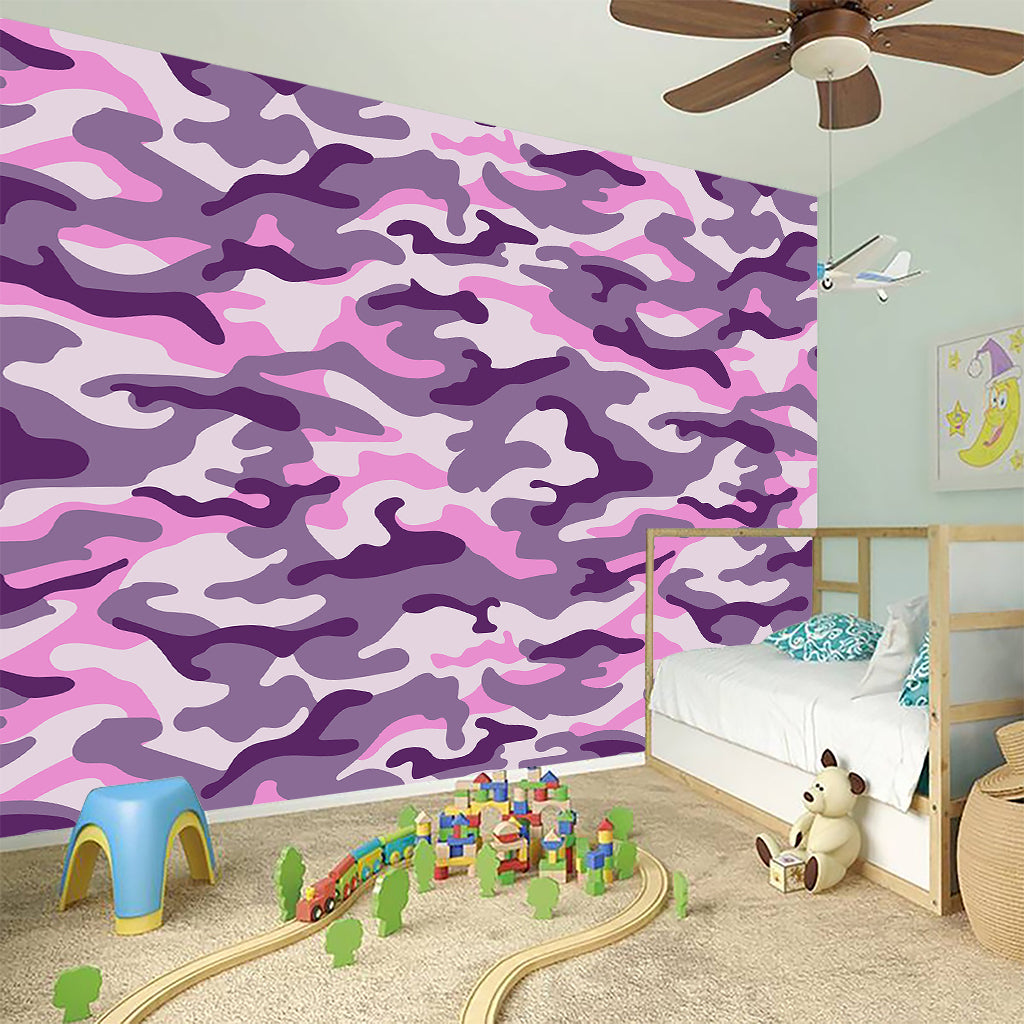 Pink Purple And Grey Camouflage Print Wall Sticker