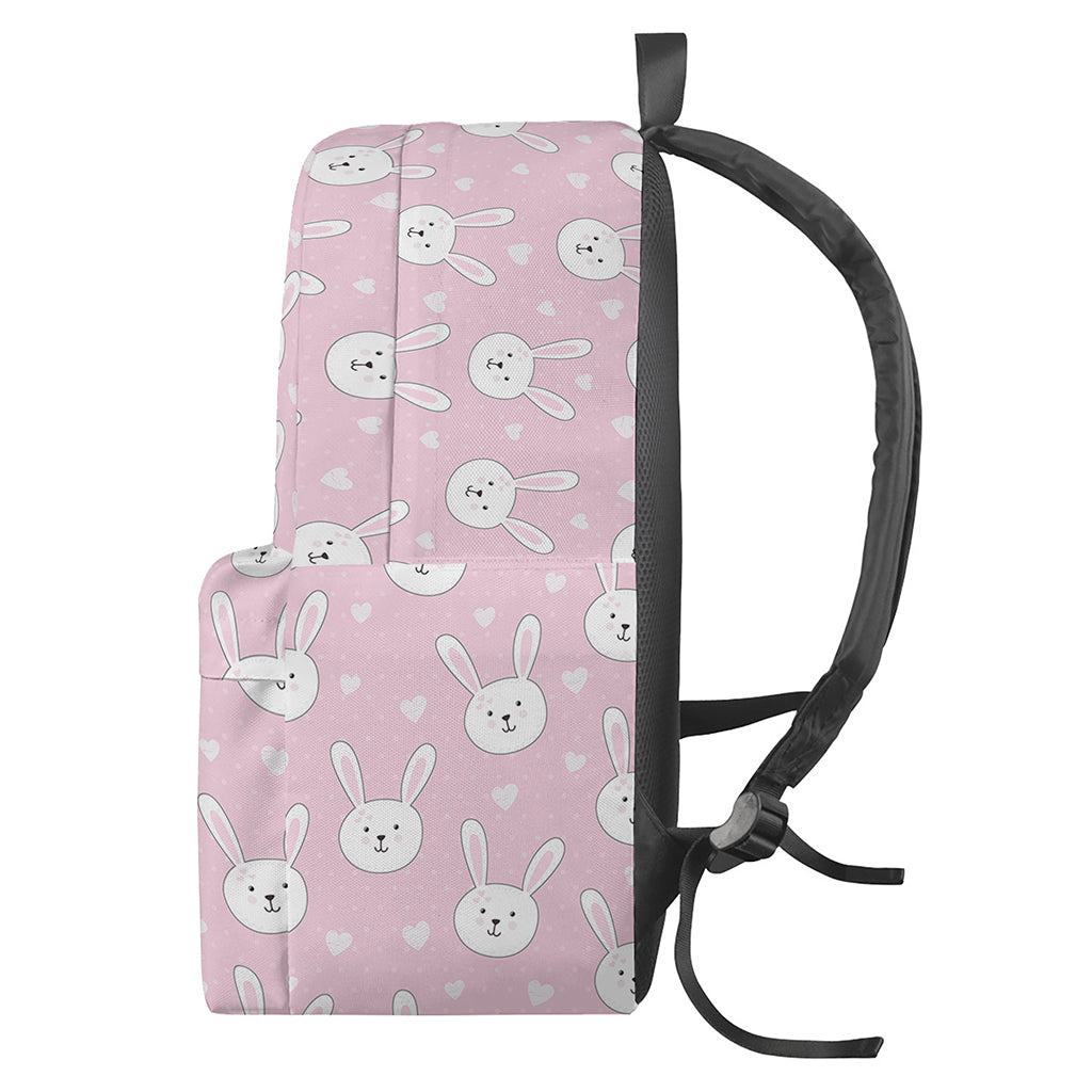 Pink Rabbit Pattern Print Backpack
