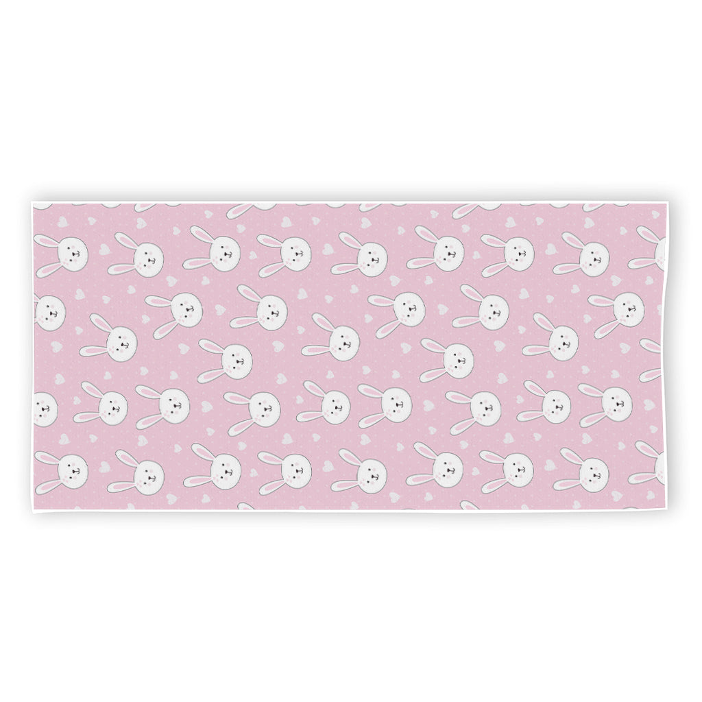 Pink Rabbit Pattern Print Beach Towel