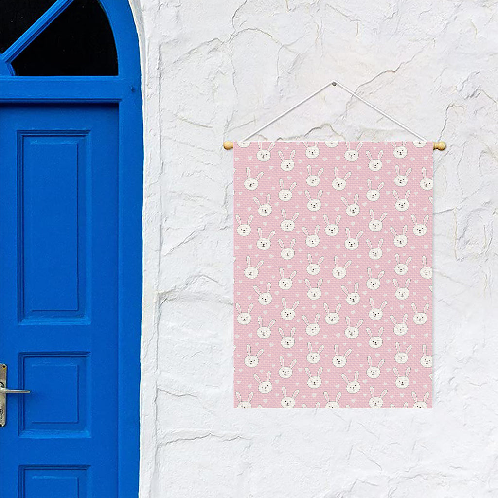 Pink Rabbit Pattern Print Garden Flag
