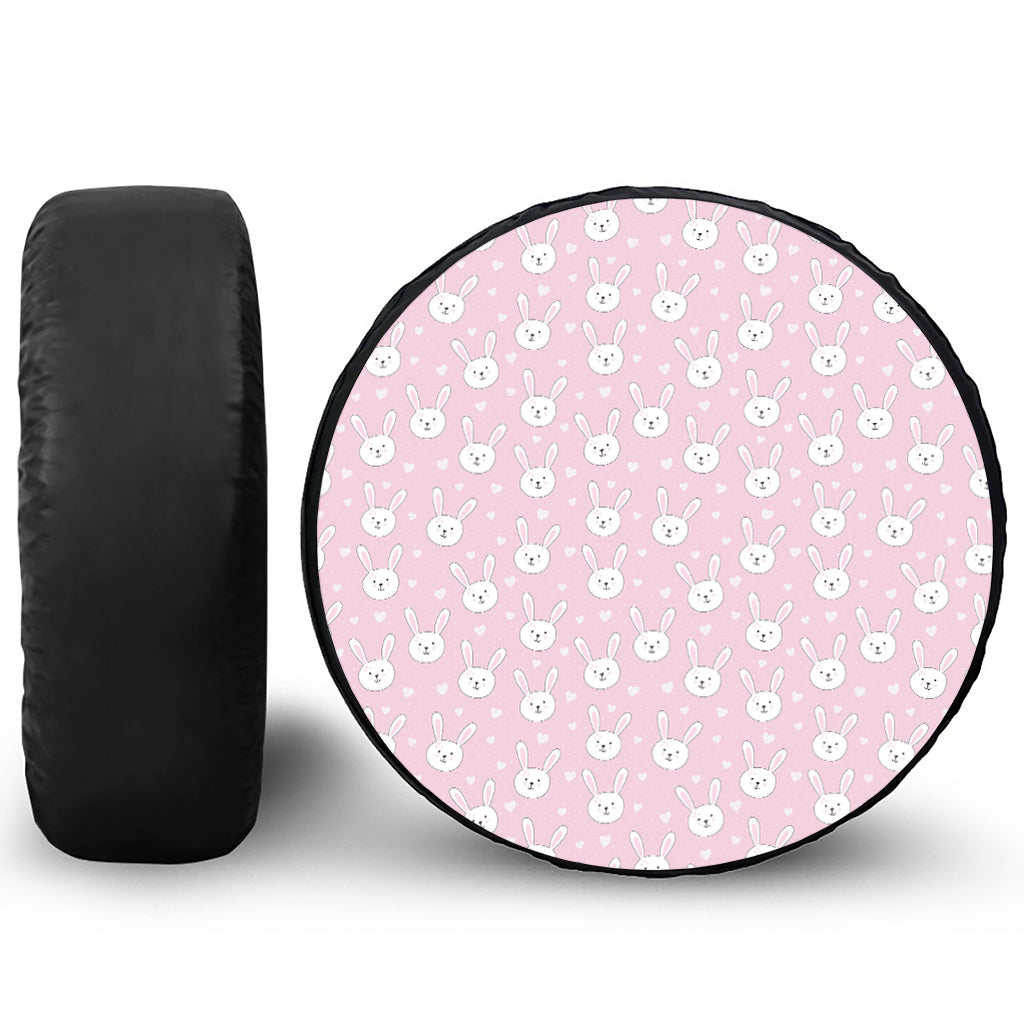 Pink Rabbit Pattern Print Tire Cover