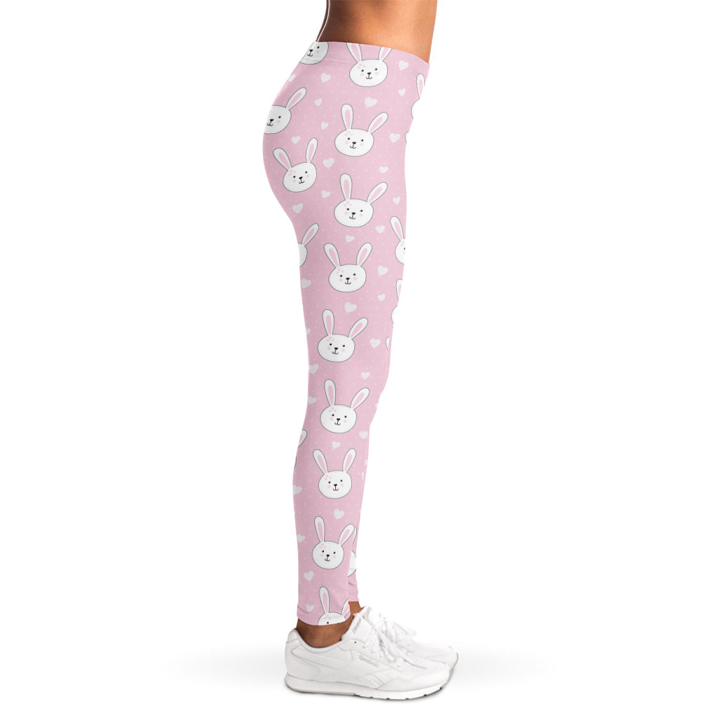 Pink Rabbit Pattern Print Women's Leggings