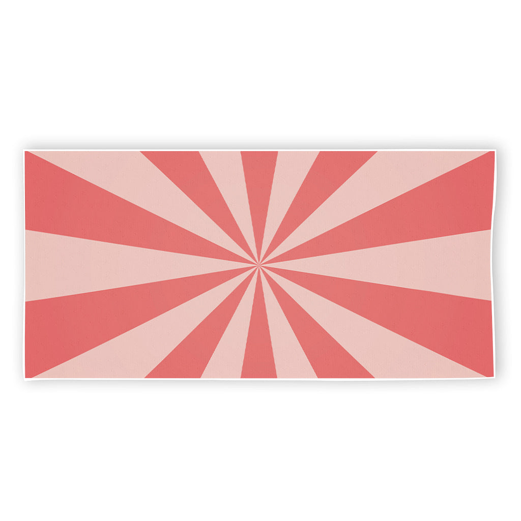 Pink Radial Rays Print Beach Towel