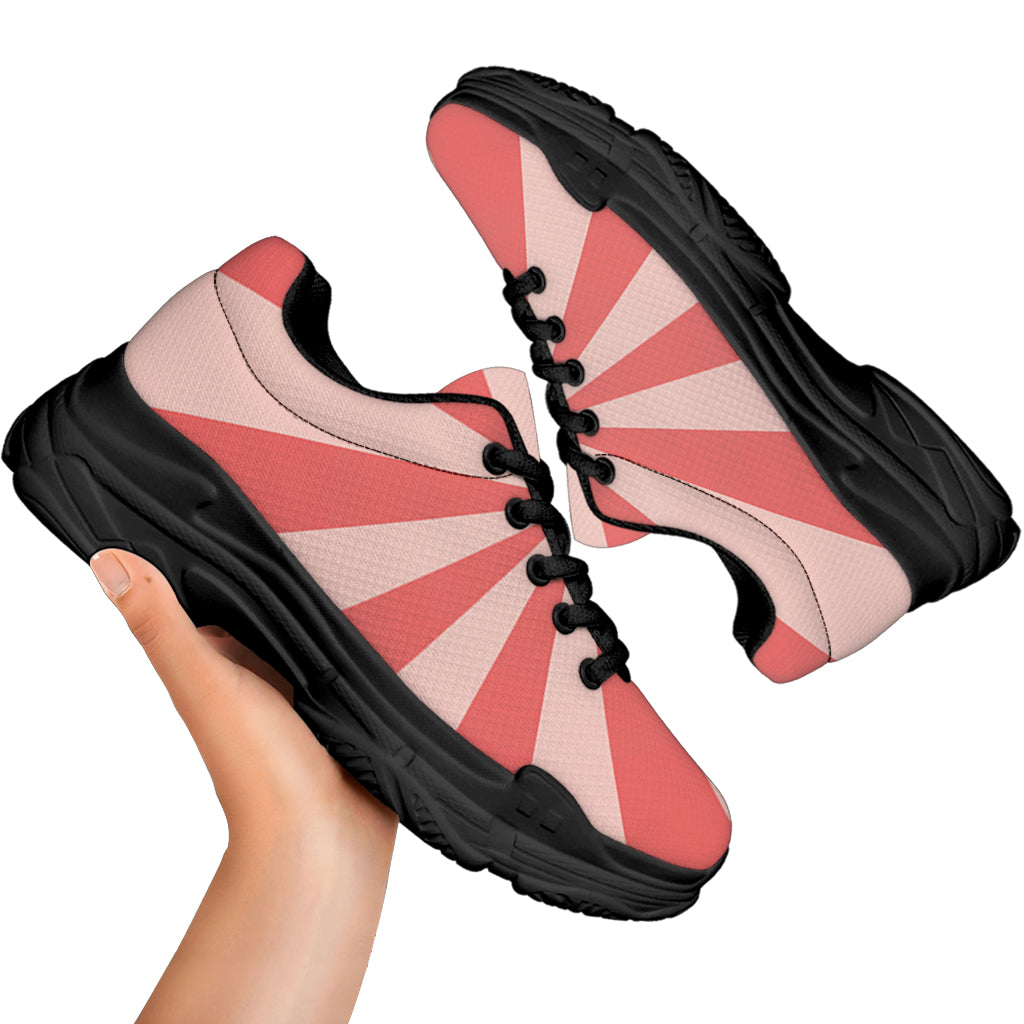 Pink Radial Rays Print Black Chunky Shoes