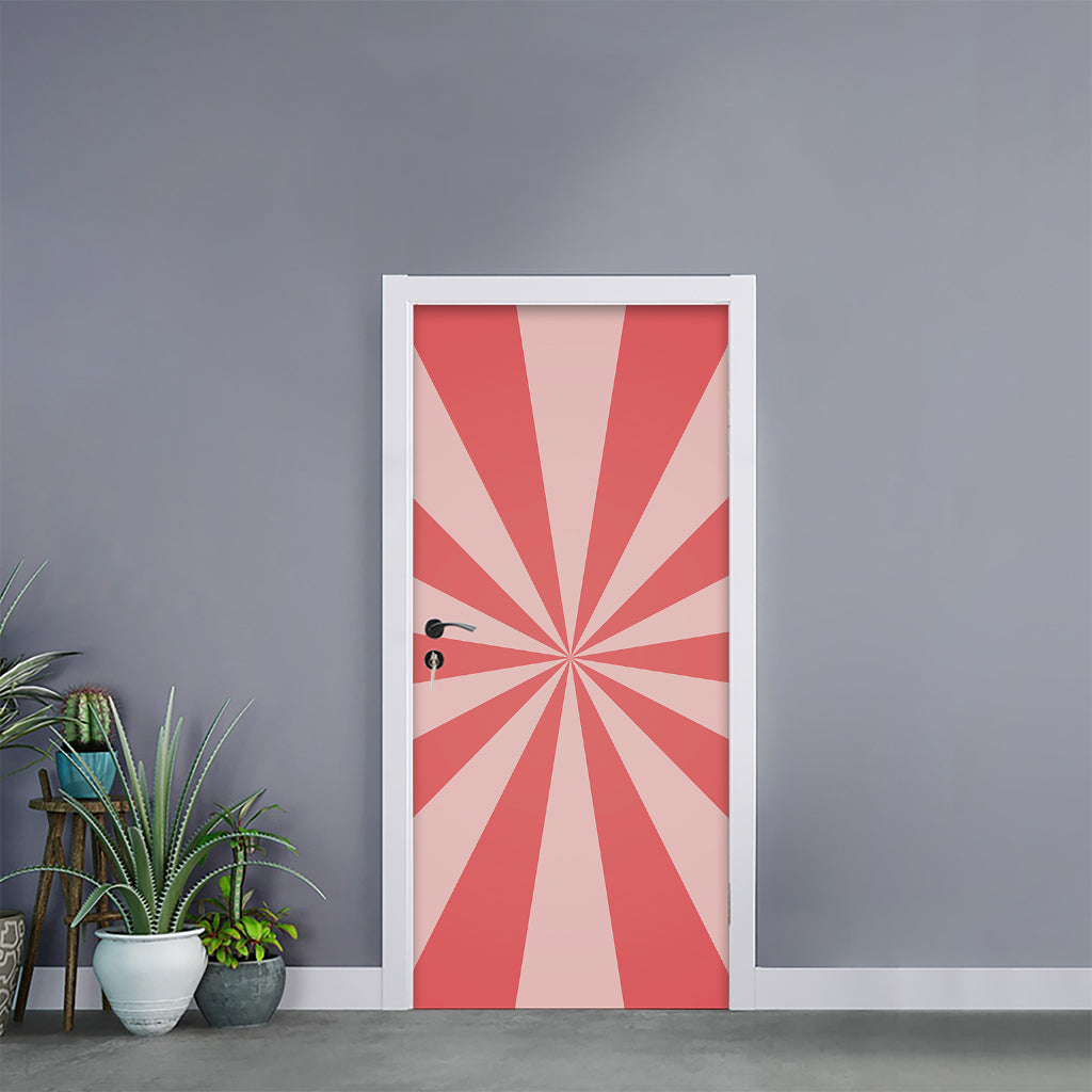 Pink Radial Rays Print Door Sticker