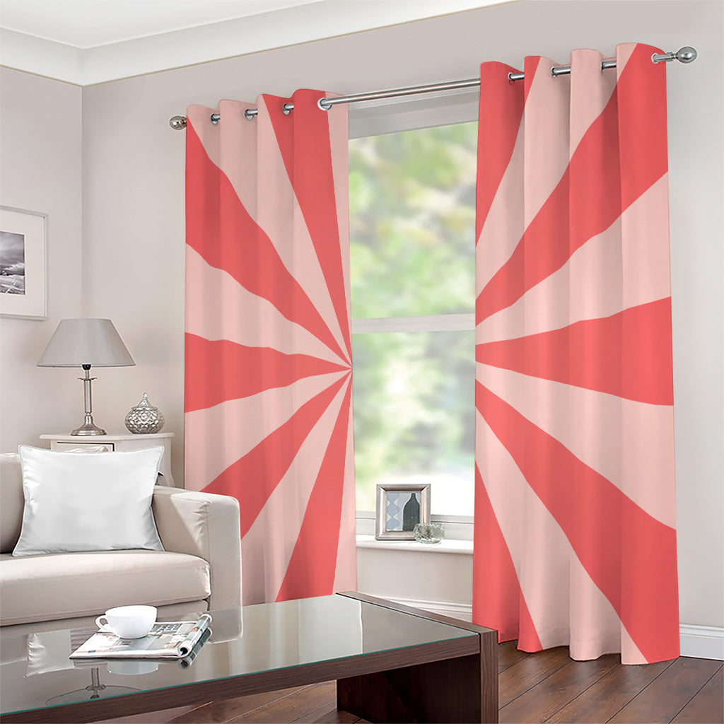 Pink Radial Rays Print Extra Wide Grommet Curtains