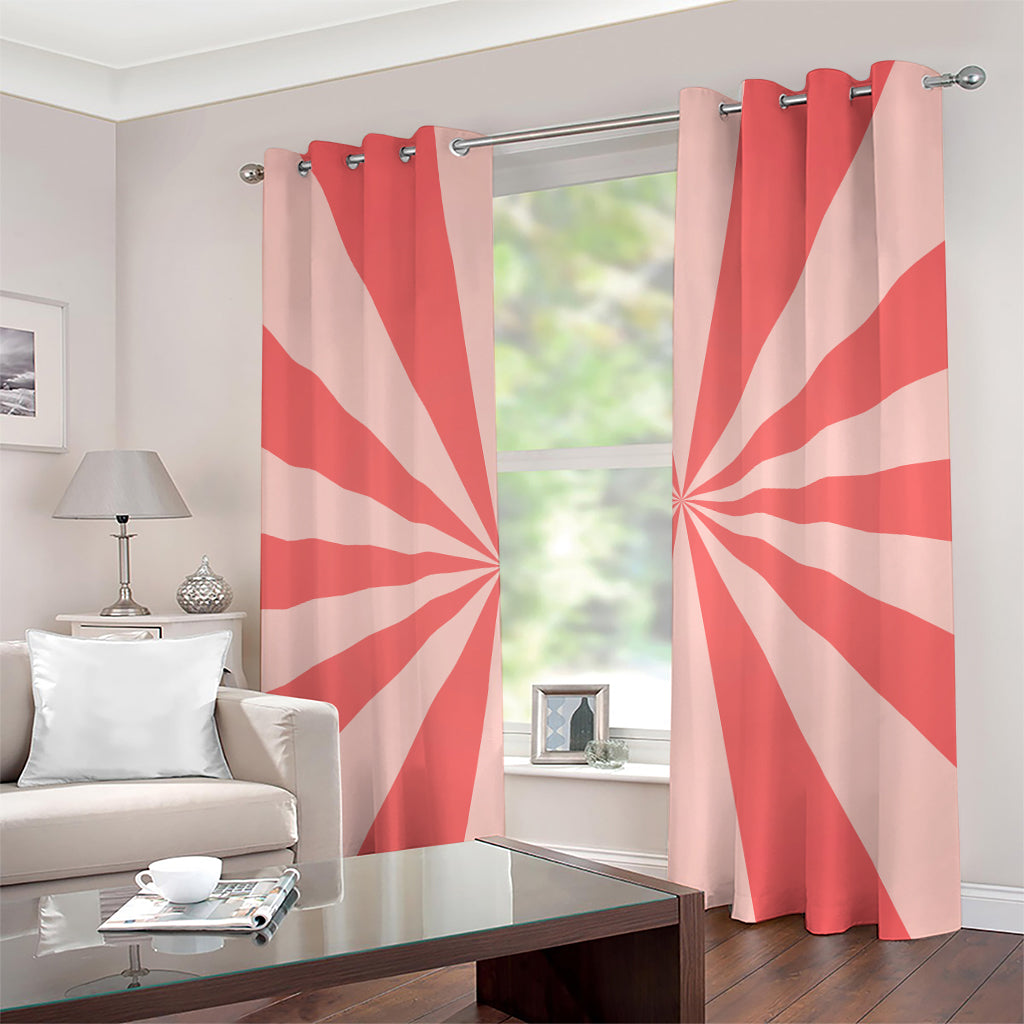 Pink Radial Rays Print Grommet Curtains
