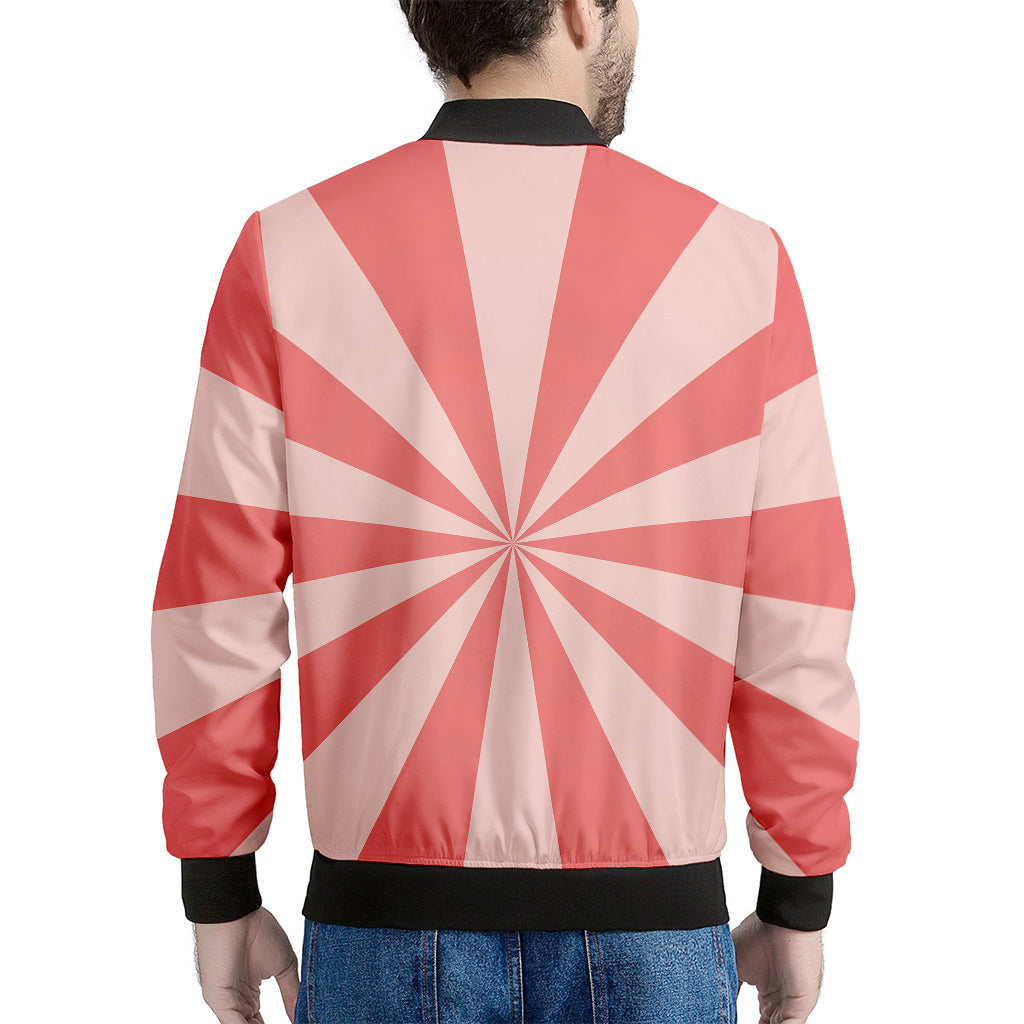 Pink Radial Rays Print Men's Bomber Jacket