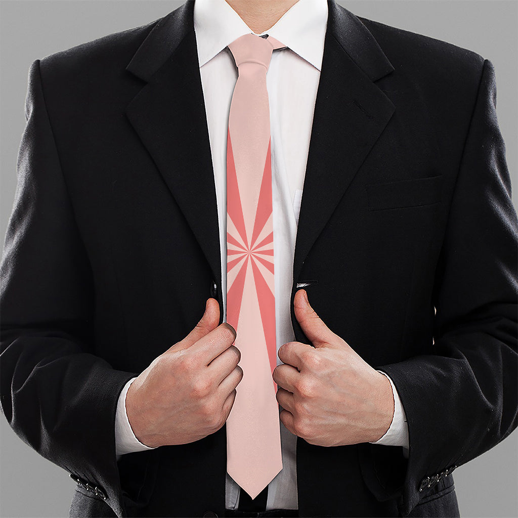 Pink Radial Rays Print Necktie
