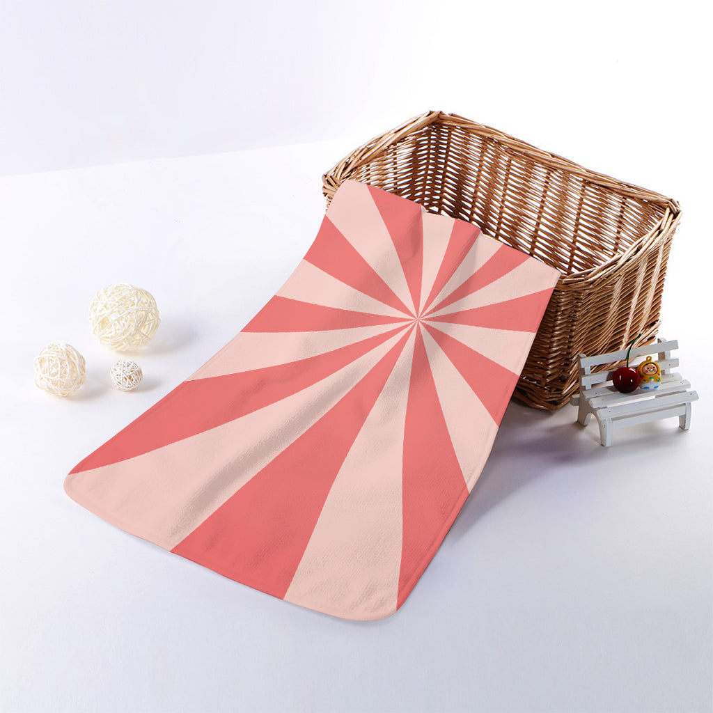 Pink Radial Rays Print Towel