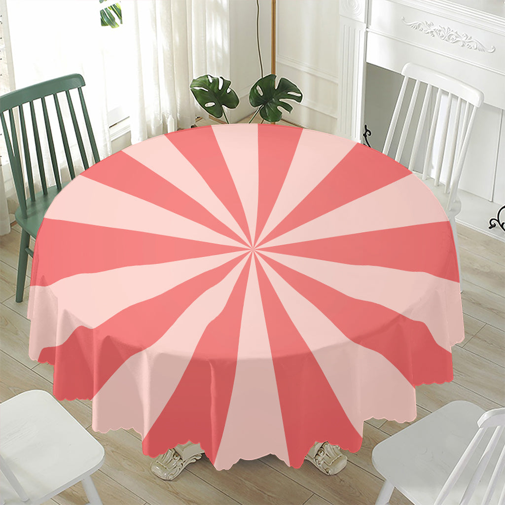 Pink Radial Rays Print Waterproof Round Tablecloth