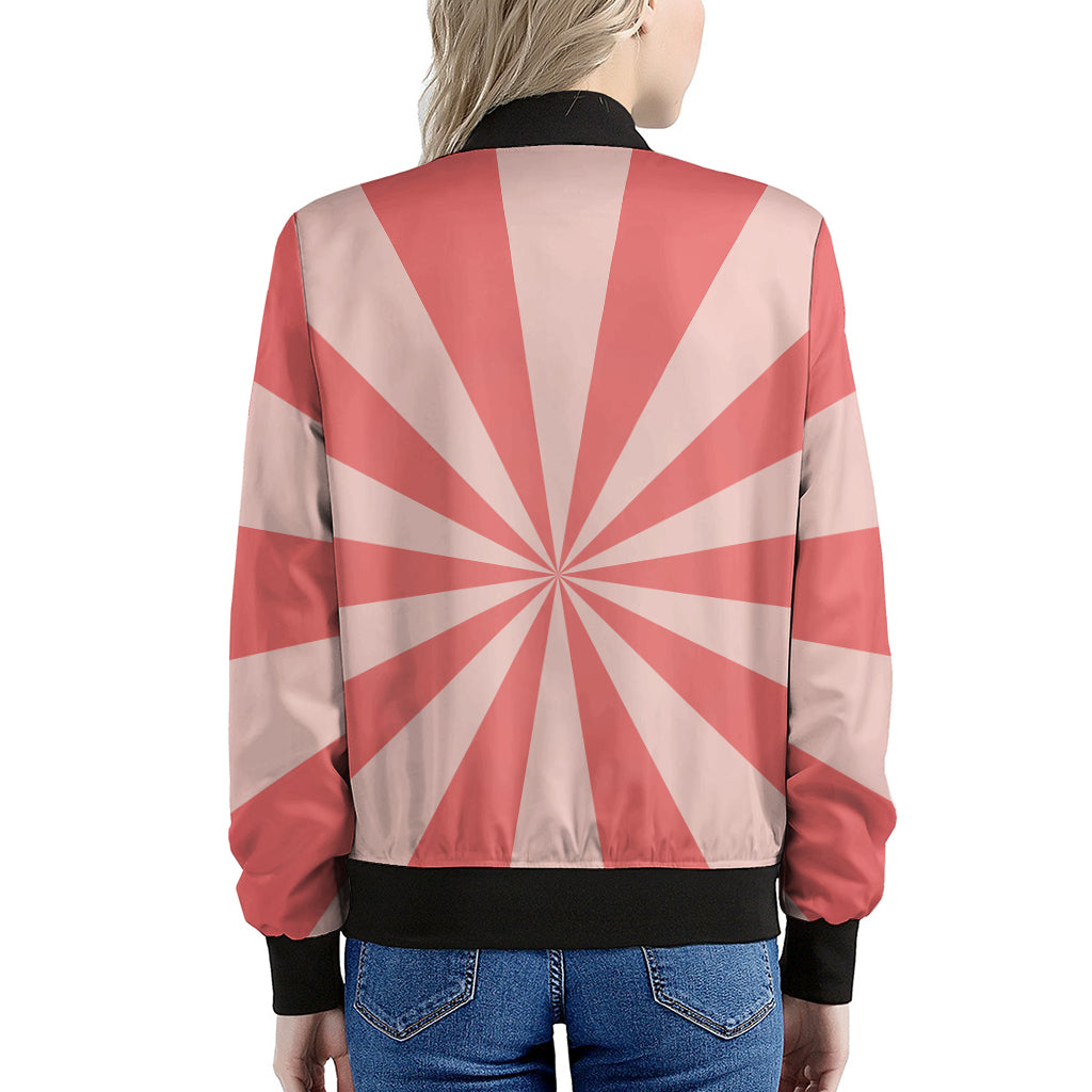 Pink Radial Rays Print Women's Bomber Jacket