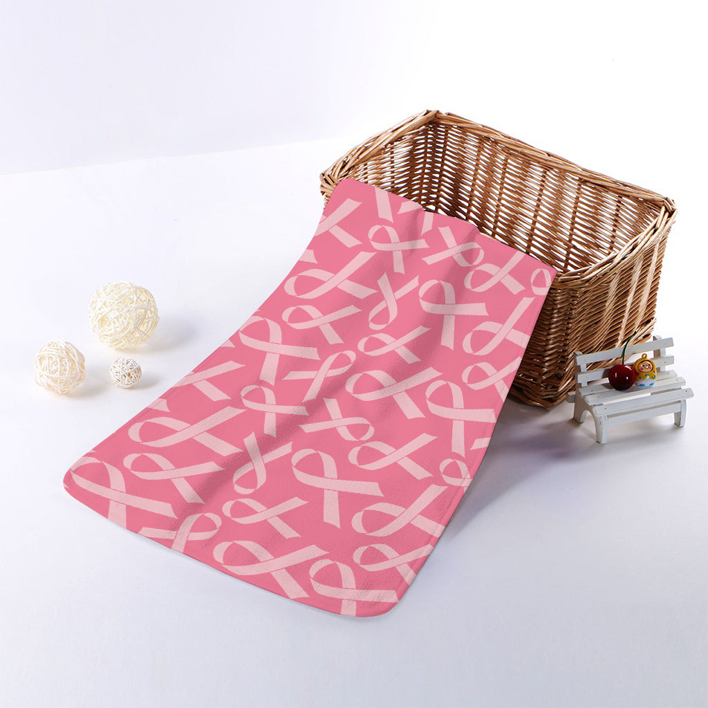 Pink Ribbon Breast Cancer Pattern Print Towel