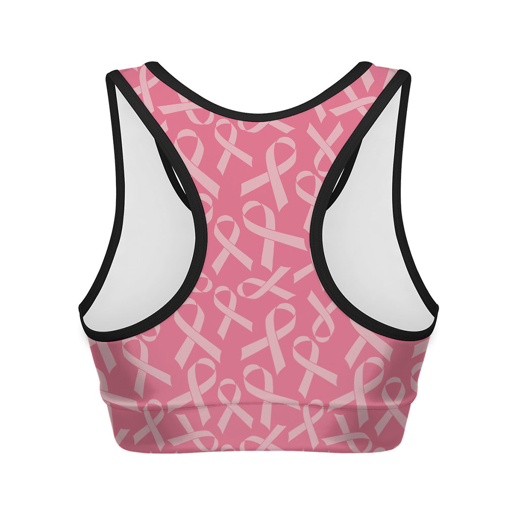 Pink Ribbon Breast Cancer Pattern Print Women's Sports Bra